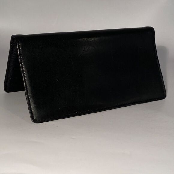 1364 Black Leather Checkbook Case Wallet With Credit Card Slots NWOT - Picture 2 of 5